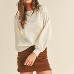 Pointelle Puff Sleeve Sweater