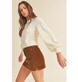 Pointelle Puff Sleeve Sweater