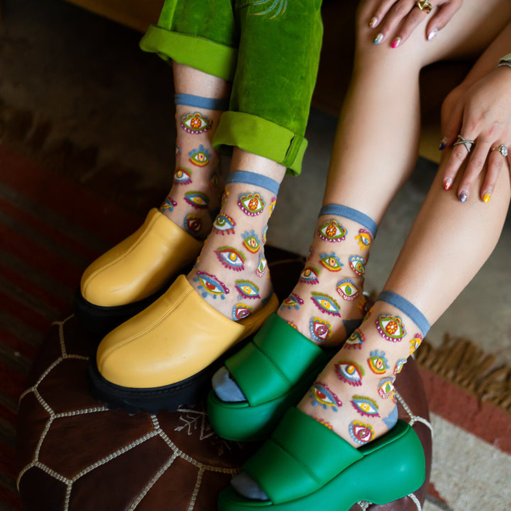 Evil Eye Sheer Crew Sock