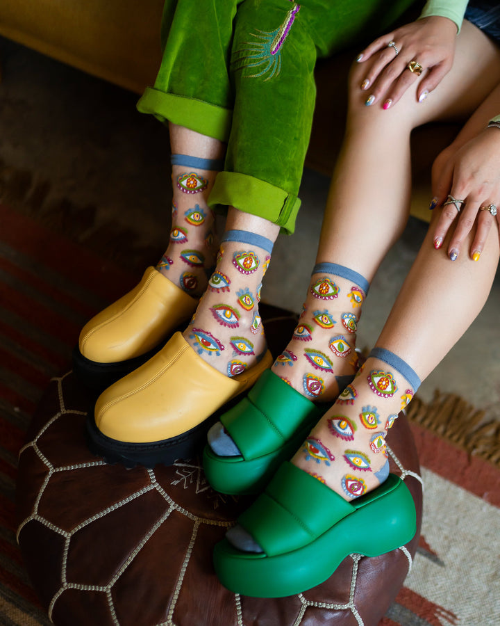 Evil Eye Sheer Crew Sock The Shoe Attic