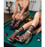 Serpentine Floral Black Sheer Crew Sock