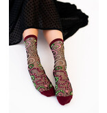 Serpentine Floral Black Sheer Crew Sock