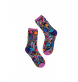 Pop Art Planets Black Sheer Crew Sock