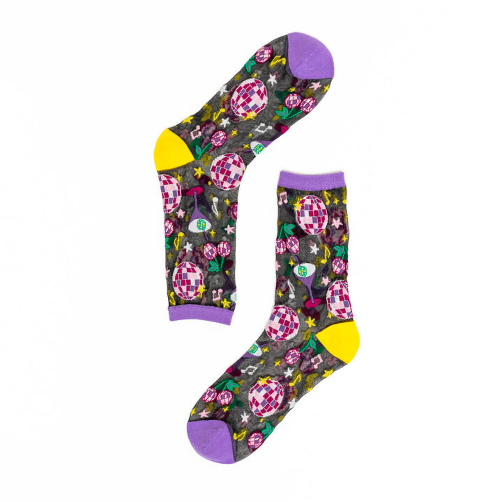 '80s Disco Black Sheer Crew Sock