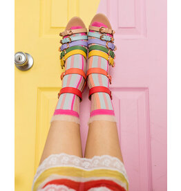 Candy Stripe Ruffle Crew Sock