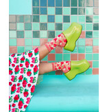 Sock Candy Strawberry Daisy Ruffle Sheer Crew Sock