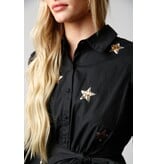 Peach Love California Star Sequin Patch Shirt Dress