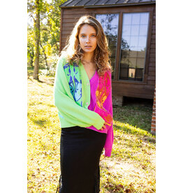 Queen of Sparkles Green and Purple Colorblock Boot Cardigan