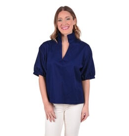 Emily McCarthy Poppy Top Navy Cotton Poplin