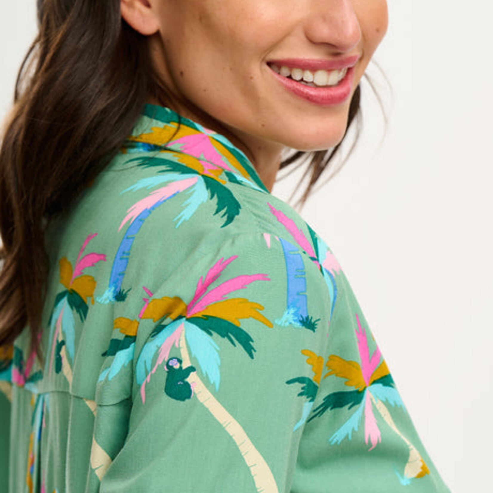Sugarhill Brighton Santana Shirt - Green, Rainbow Palms