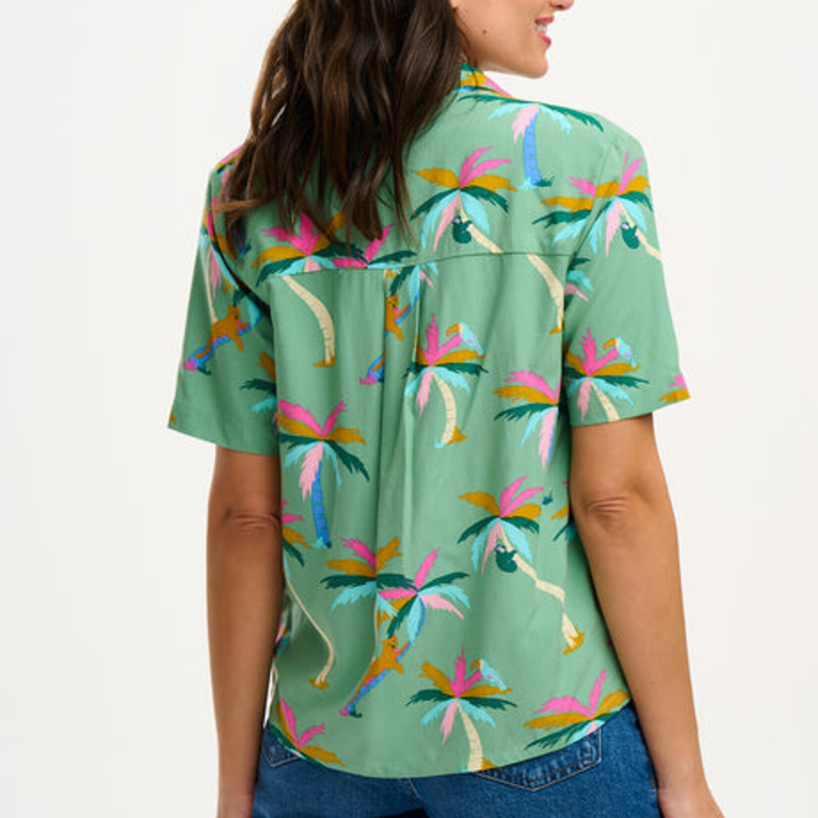 Sugarhill Brighton Santana Shirt - Green, Rainbow Palms