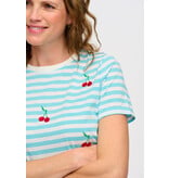 Sugarhill Brighton Maggie T-shirt - Blue/White, Cherry Embroidery