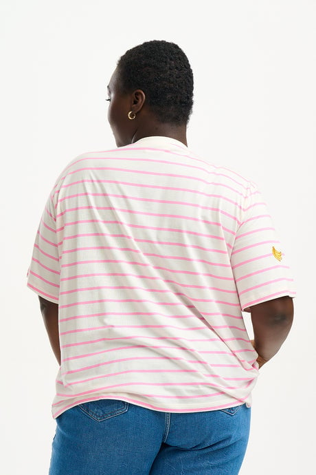 Sugarhill Brighton Kinsley Relaxed T-shirt - Off-White/Pink, Fruit Embroidery