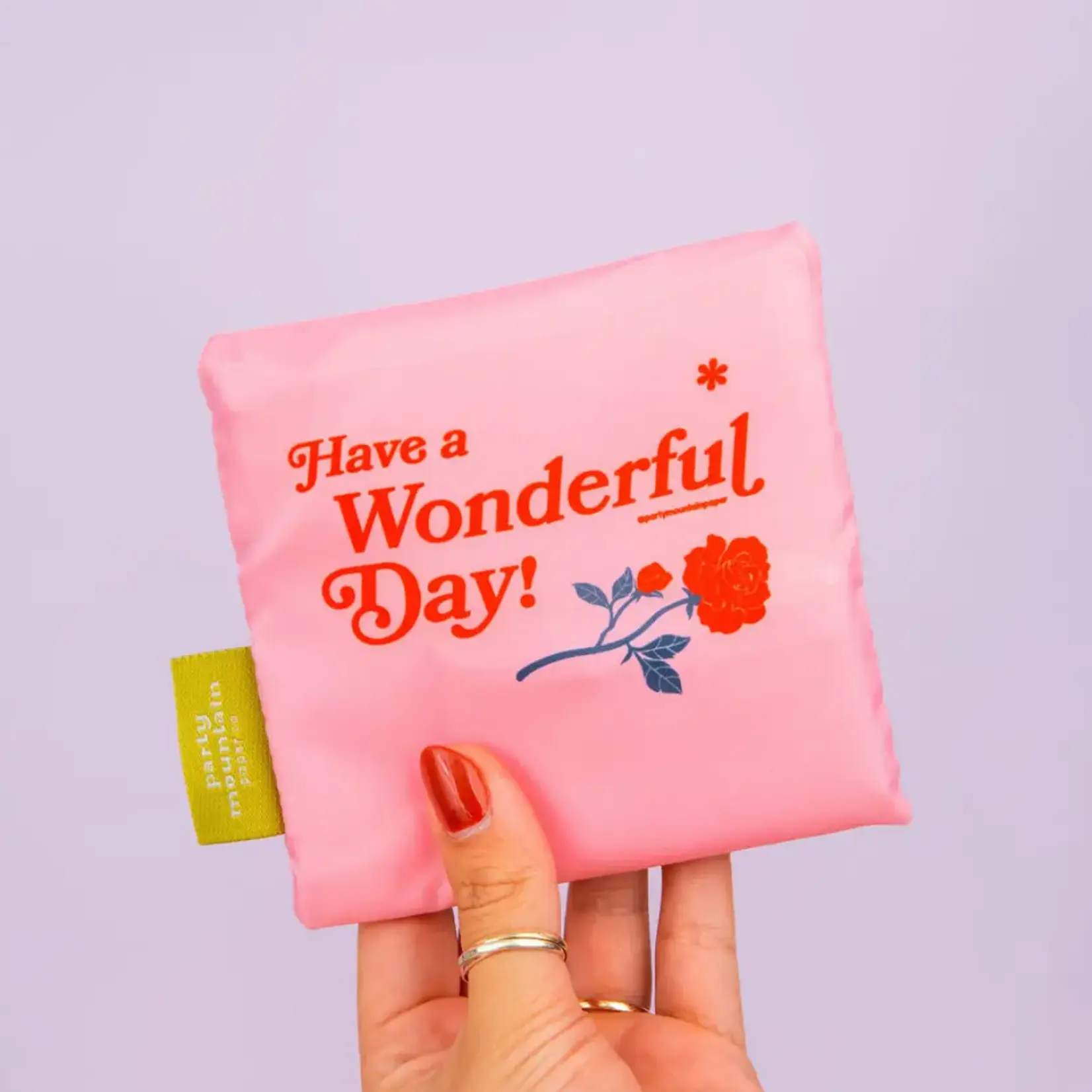 Party Mountain Paper Co Have a Wonderful Day Foldable Nylon Tote