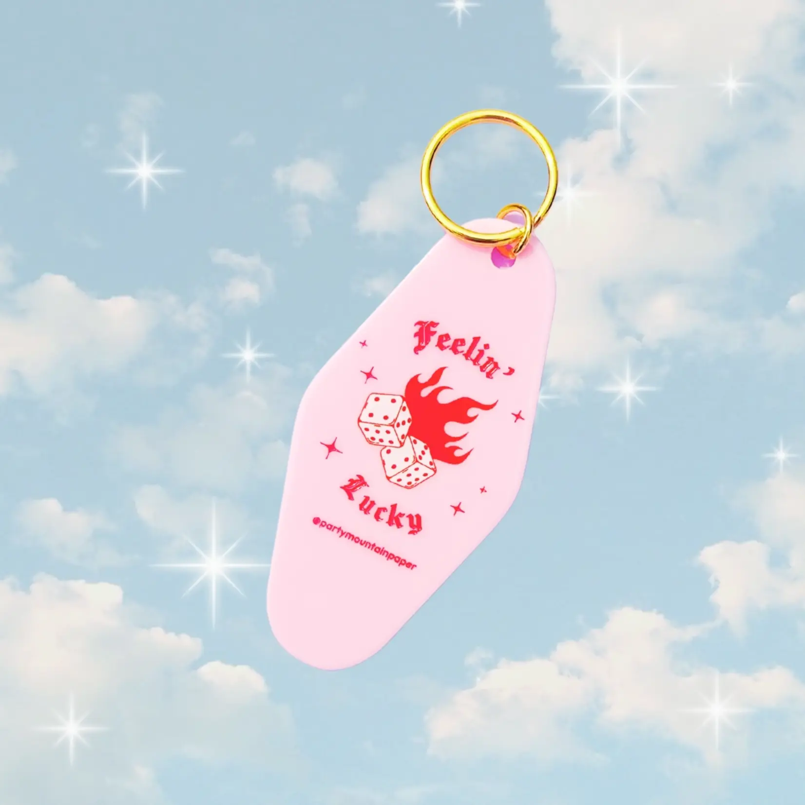Party Mountain Paper Co Feelin' Lucky Motel Tag Keychain