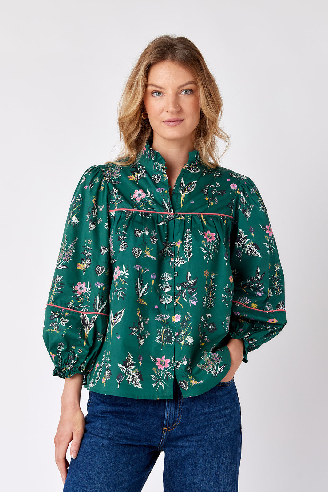 Crosby By Mollie Burch WORTH BLOUSE Botany