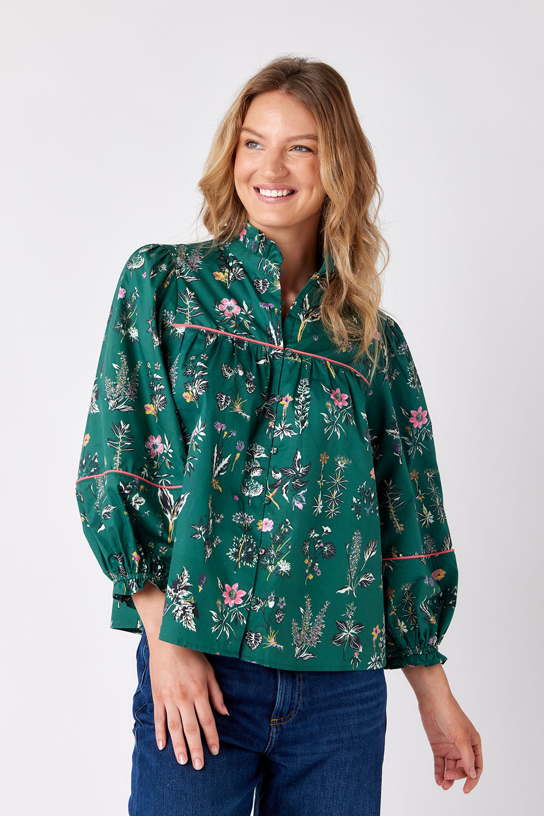 Crosby By Mollie Burch WORTH BLOUSE Botany