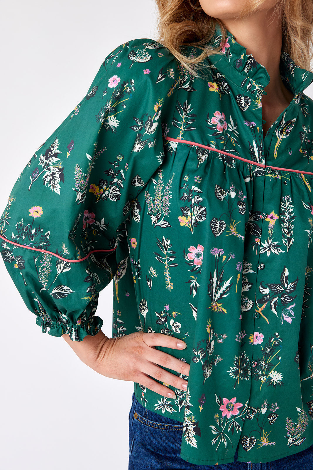 Crosby By Mollie Burch WORTH BLOUSE Botany