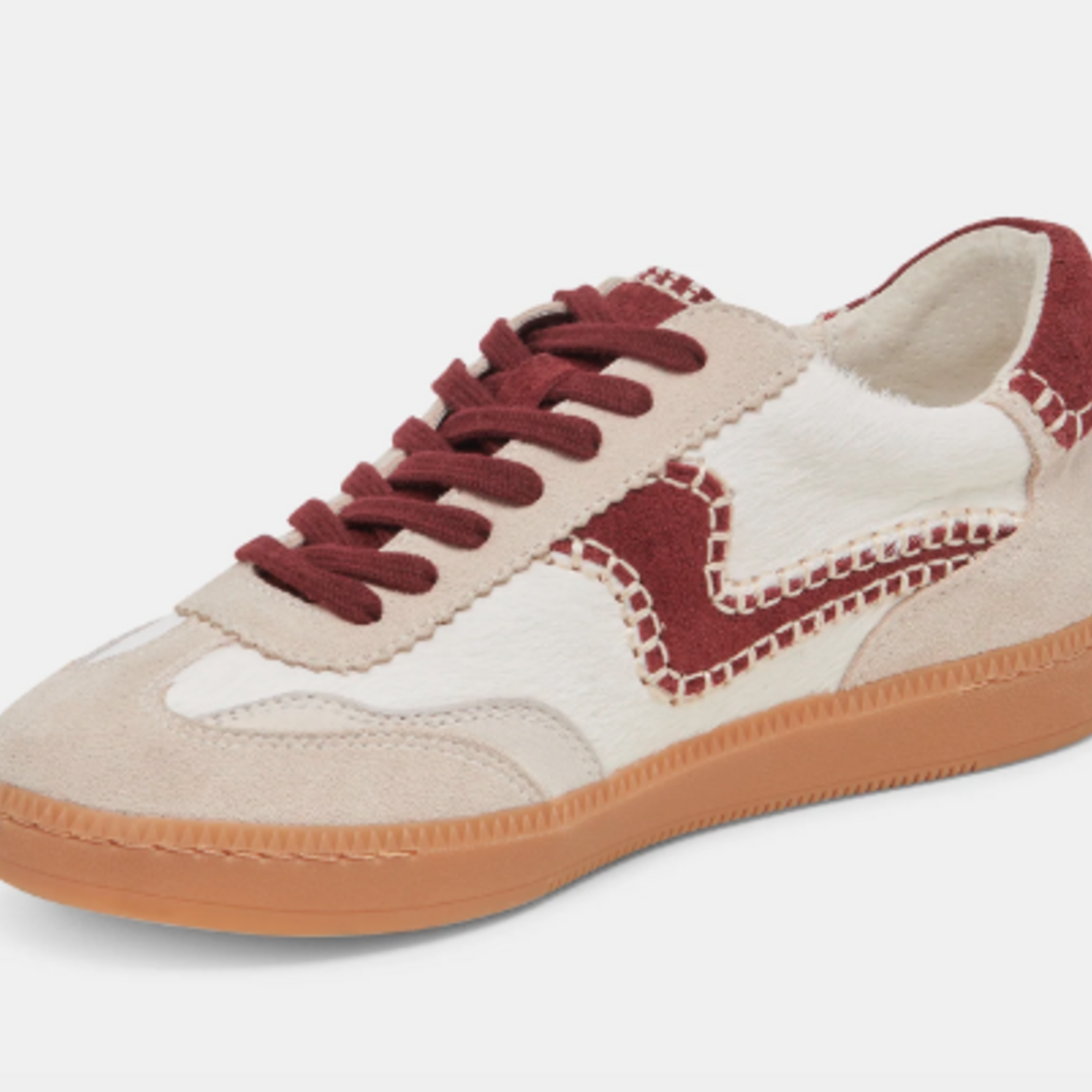 Dolce Vita Notice Sneaker Stitch White and Red Calf Hair