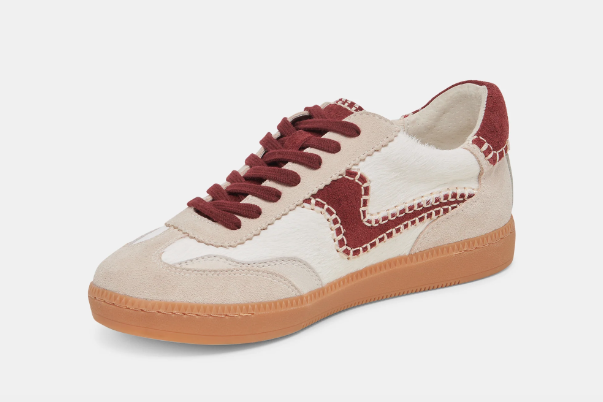 Dolce Vita Notice Sneaker Stitch White and Red Calf Hair