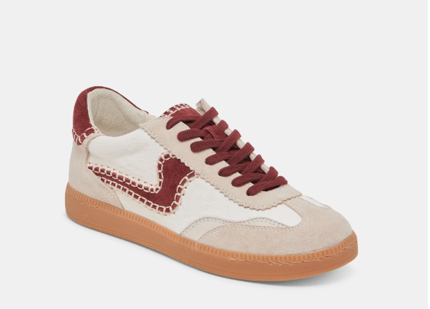 Dolce Vita Notice Sneaker Stitch White and Red Calf Hair