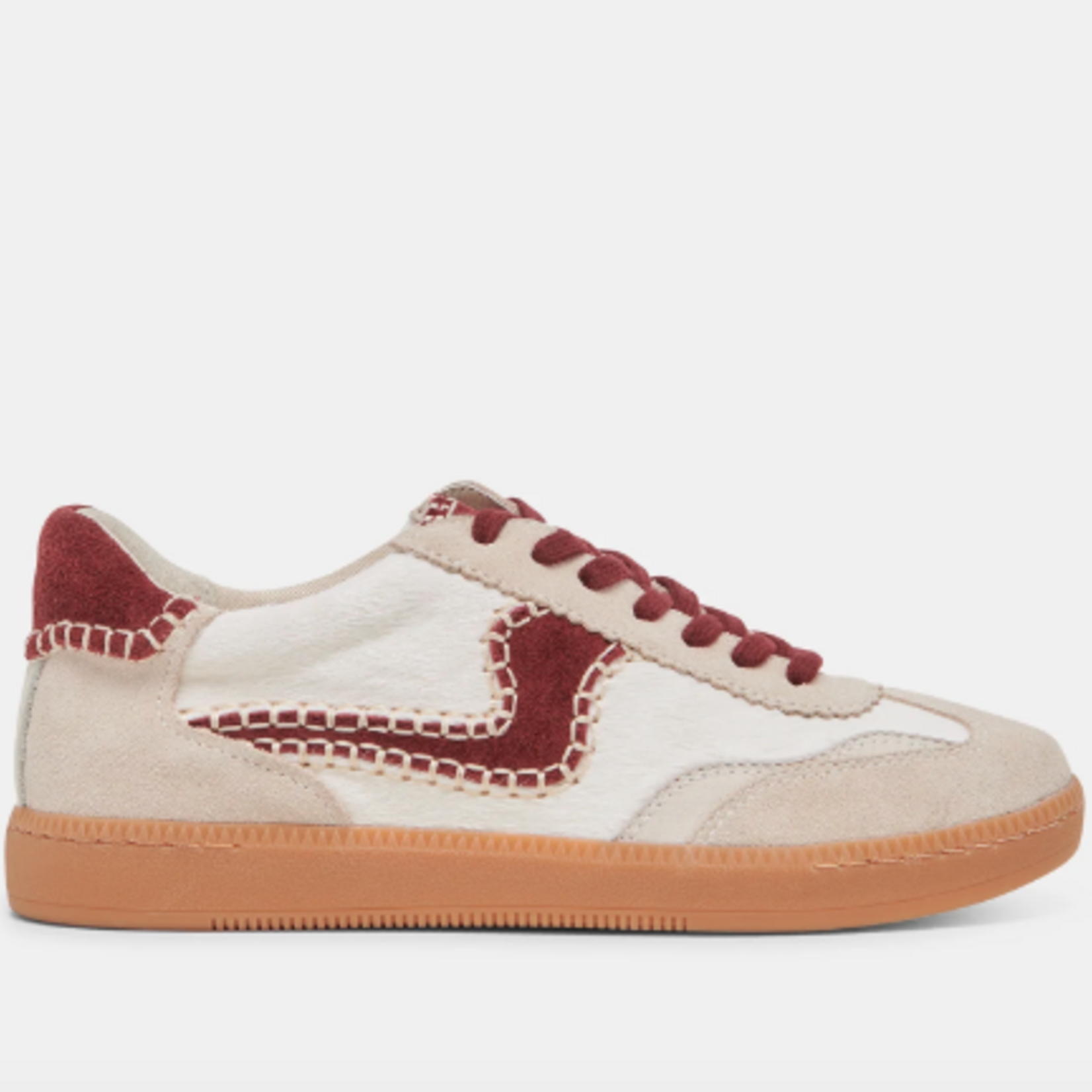 Dolce Vita Notice Sneaker Stitch White and Red Calf Hair