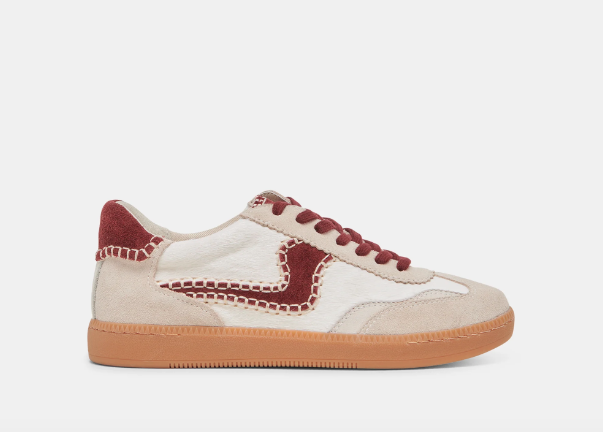 Dolce Vita Notice Sneaker Stitch White and Red Calf Hair