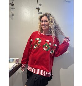 Peach Love California Candy Cane Sequin Sweater