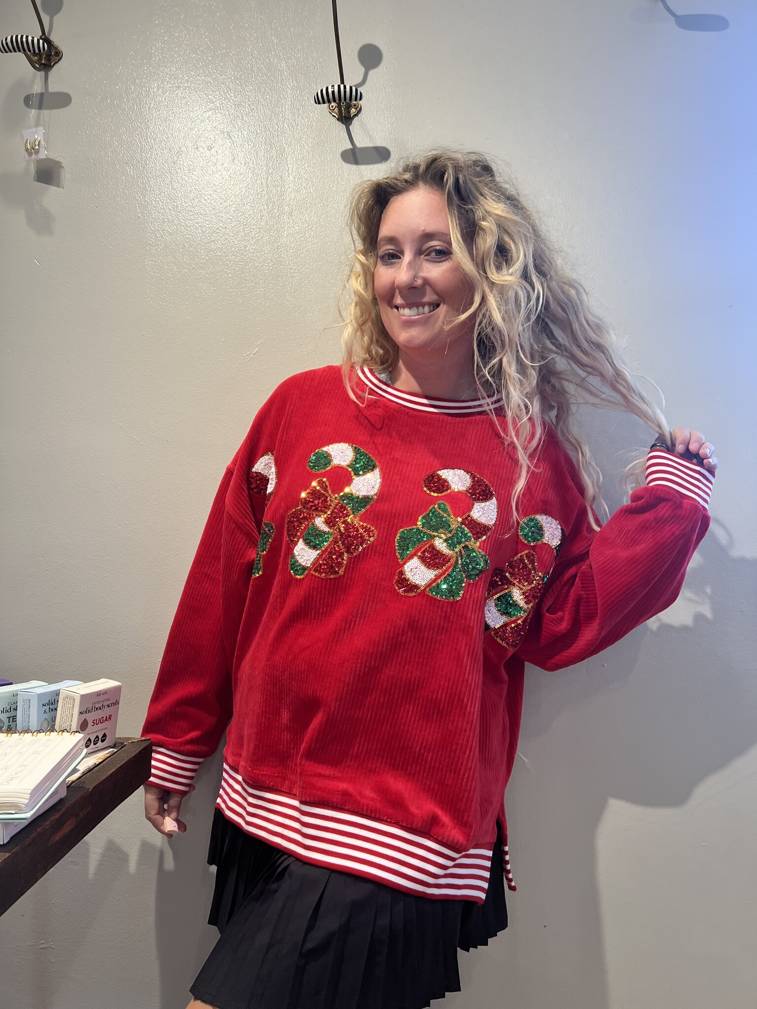 Candy Cane Sequin Sweater