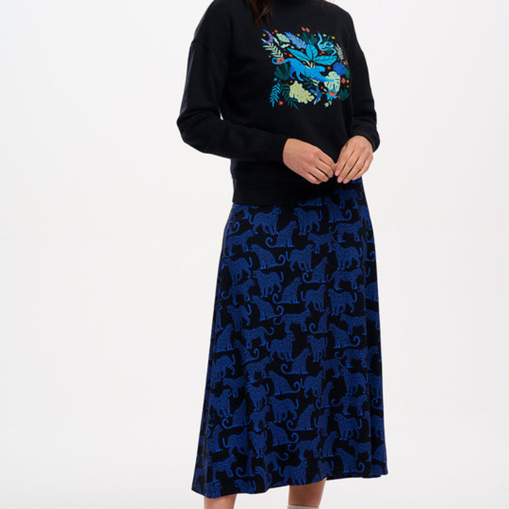 Sugarhill Brighton DUSKA SKIRT Blue Leopard