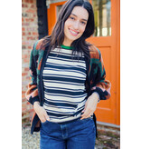 Sugarhill Brighton BRUNSWICK JERSEY TOP Black Off- White Stripe