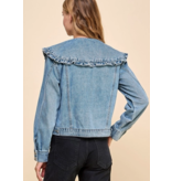 TCEC Ruffle Collared Denim Jacket