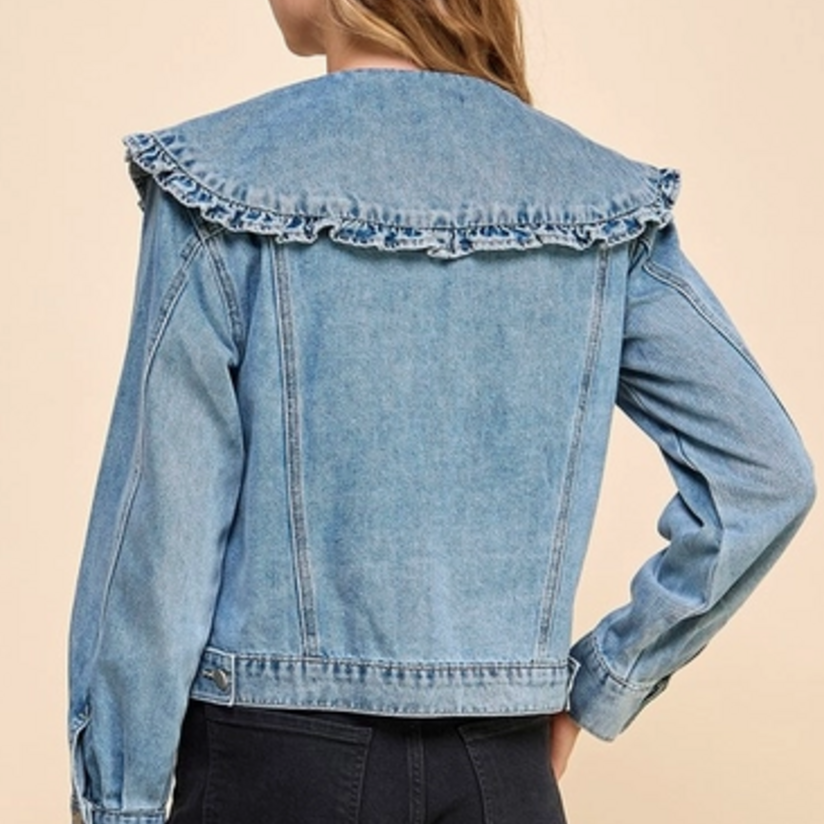 TCEC Ruffle Collared Denim Jacket