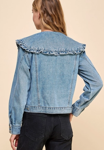 Ruffle Collared Denim Jacket
