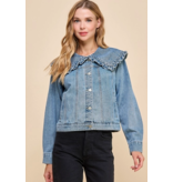TCEC Ruffle Collared Denim Jacket
