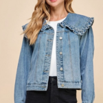 TCEC Ruffle Collared Denim Jacket