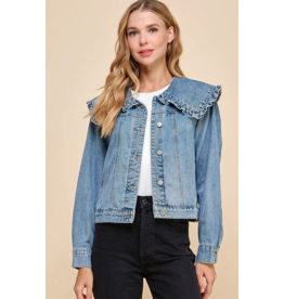 Ruffle Collared Denim Jacket