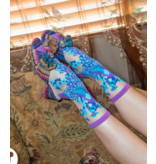Aquamarine Peacock Sheer Crew Sock