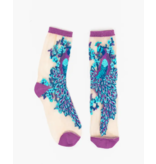 Aquamarine Peacock Sheer Crew Sock