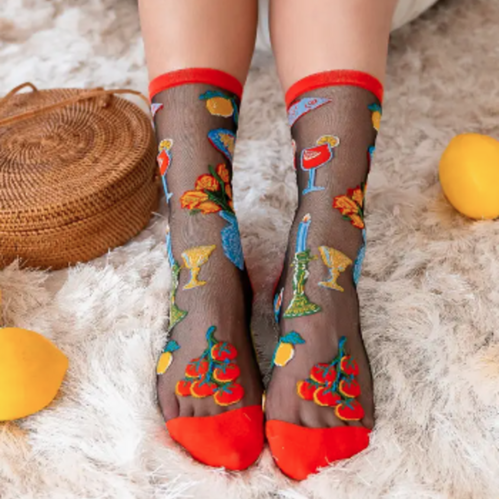 La Dolce Vita Black Sheer Crew Sock