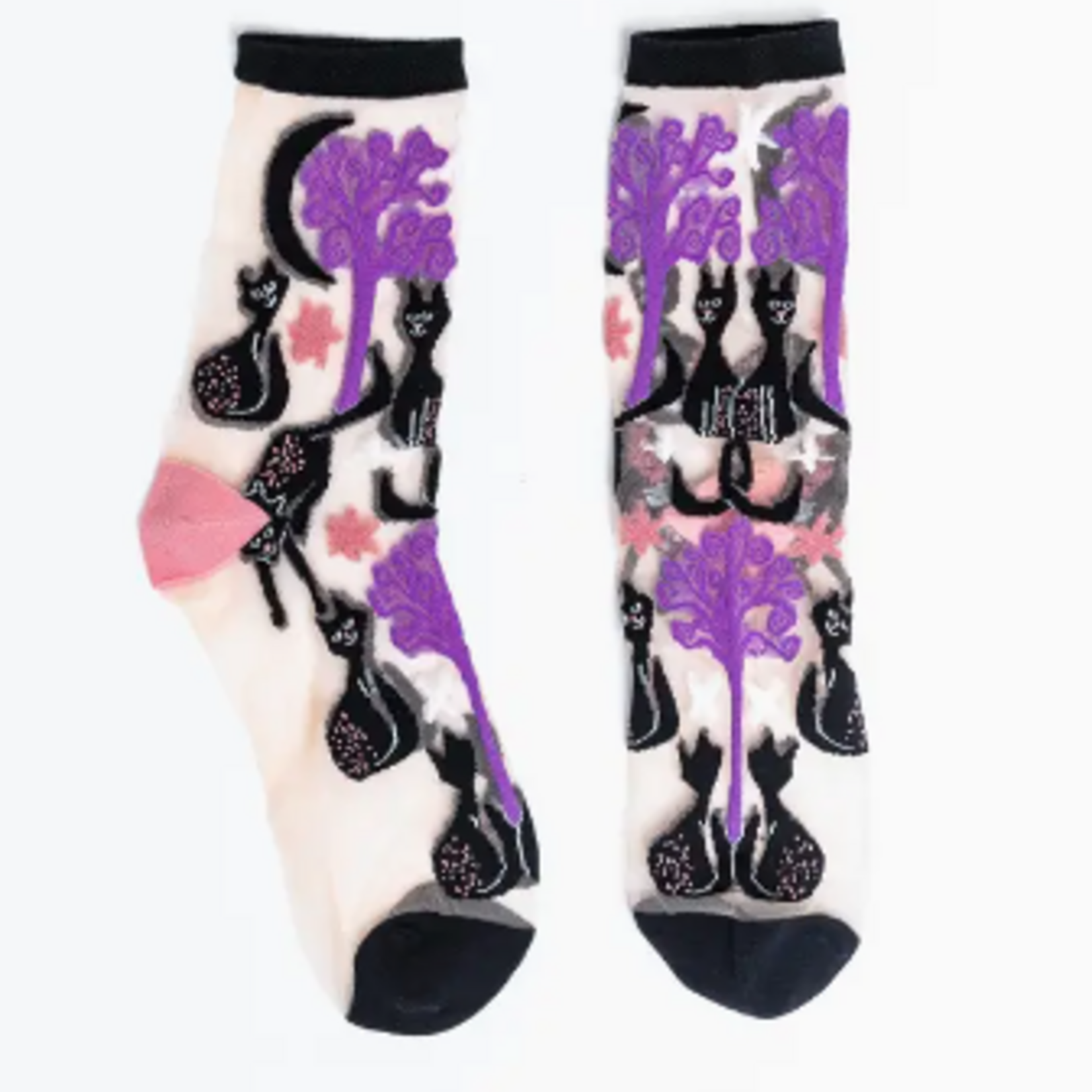 Nocturnal Cats Sheer Crew Sock