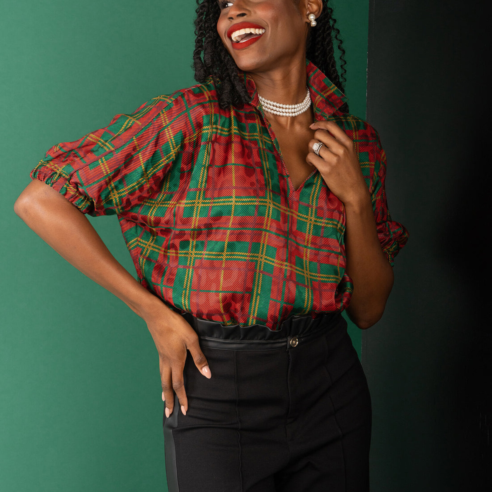 Emily McCarthy Poppy Top Tartan Cheetah