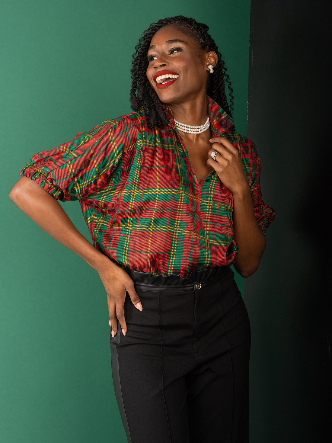 Emily McCarthy Poppy Top Tartan Cheetah