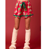 Peach Love California Satin Christmas Check Prints Pajama Set