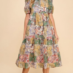 TCEC Patchwork Print Collared Midi Dress