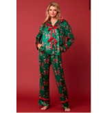 Bow Prints Tie Front Ruffle Detailed Pajama Set