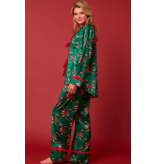 Bow Prints Tie Front Ruffle Detailed Pajama Set