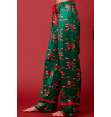 Bow Prints Tie Front Ruffle Detailed Pajama Set