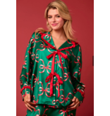 Bow Prints Tie Front Ruffle Detailed Pajama Set