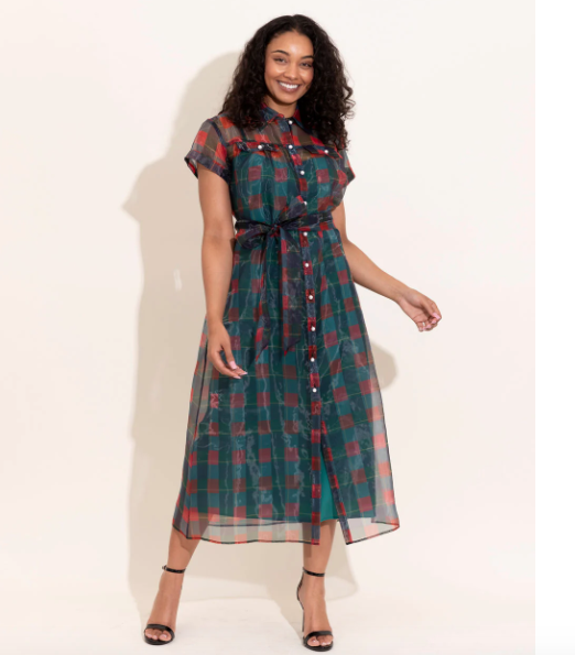 Alden Adair Rachel Dress in Holiday Plaid